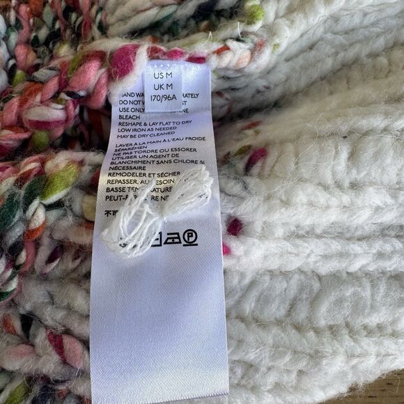 Anthropologie Kahlo Sweater Chunky Striped Knit Alpaca Wool Blend Rainbow Medium - Picture 12 of 12